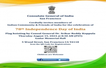 78th Independence Day of India | Flag hoisting by Consul General Dr. Srikar Reddy Koppula